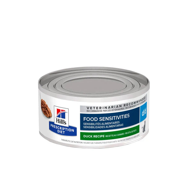 Hill's Prescription Diet - d/d Food Sensitivities Duck Recipes (Can) 希爾思處方食品 - d/d 貓用食物/皮膚敏感護理配方罐頭 (鴨肉味) 5.5安士